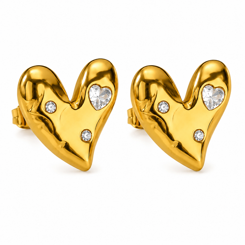 Luna Heart Stud Earrings