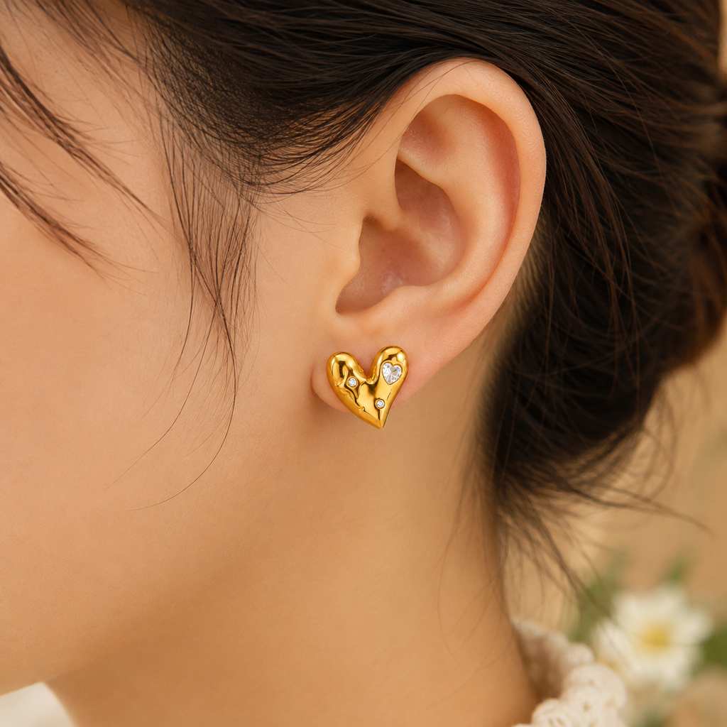 Luna Heart Stud Earrings